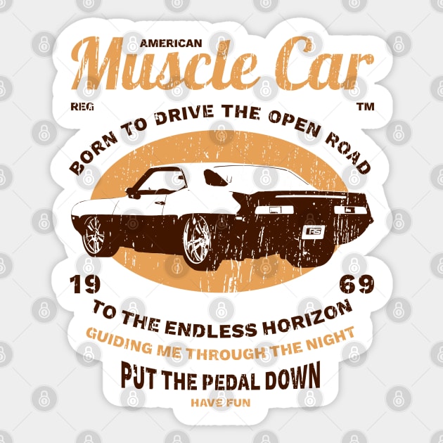 1969 Camaro Muscle Car Sticker by CC I Design